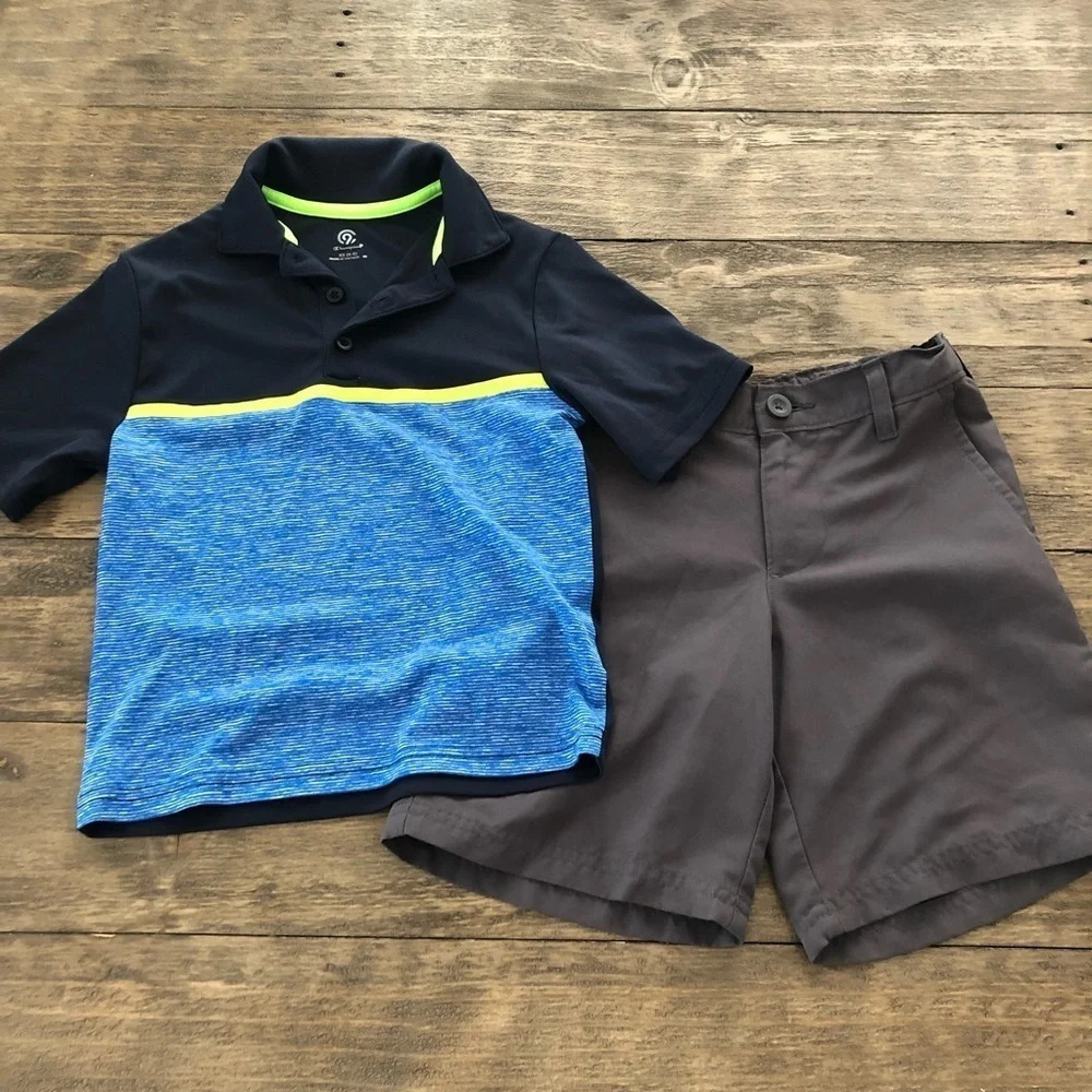 Bundle C9‎ Champion Boys XS 4/5 Polo Shirt Shorts Outfit Gray Blue School Casual